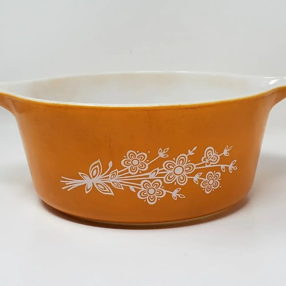 PYREX 475B 2.5 Quart Butterfly Gold CASSEROLE DISH 8.75